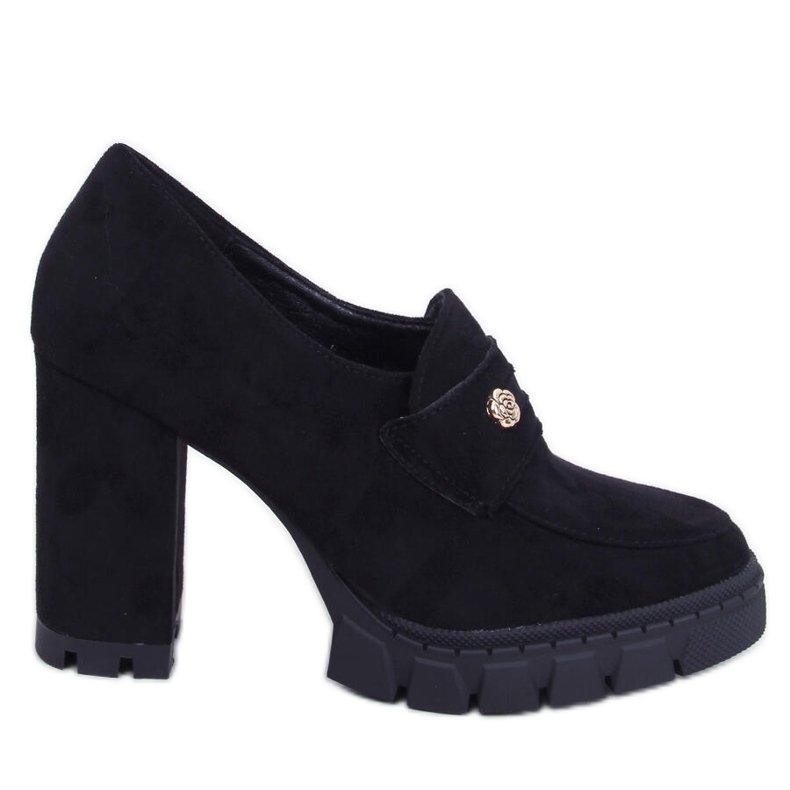 Schwarze Loafer mit hohen Absätzen und Plateausohle von Lains