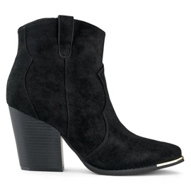 Schwarze klassische Damen-Cowboystiefel aus Wildleder mit hohem Absatz