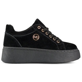 Schwarze Damen-Sneaker mit dicker Sohle