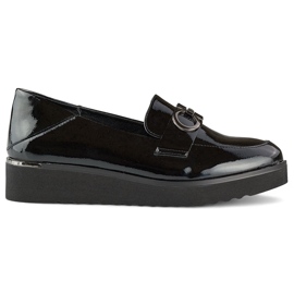 Damen-Lackschuhe mit niedrigem Keilabsatz, elegante Schuhe schwarz