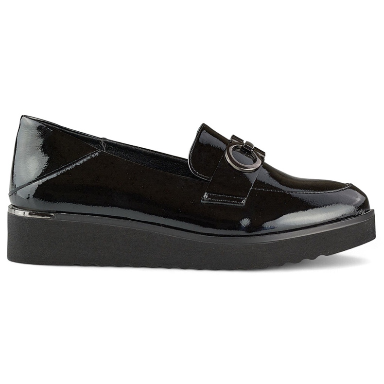 Damen-Lackschuhe mit niedrigem Keilabsatz, elegante Schuhe schwarz