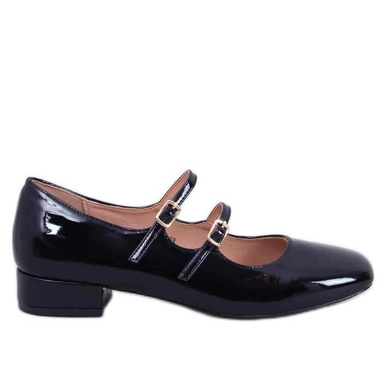 Corigan Schwarze Riemchen-Ballerinas mit hohem Absatz