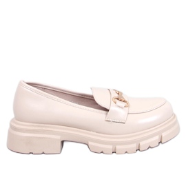 Kyress Beige Mokassins mit hohen Sohlen