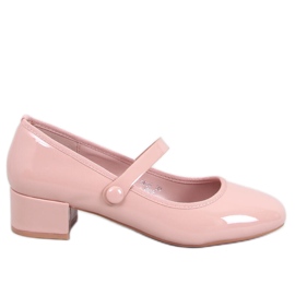 Weinis Nude Lack-Ballerinas mit hohen Absätzen beige