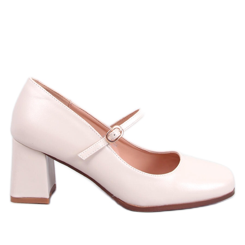 Mary Jane Keefel Beige Pumps mit hohen Absätzen