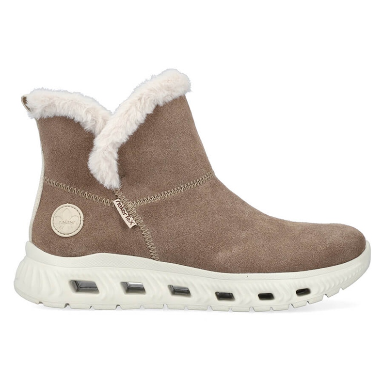Wasserdichte Damenstiefeletten aus Leder, beige Schneestiefel Rieker M6050-64