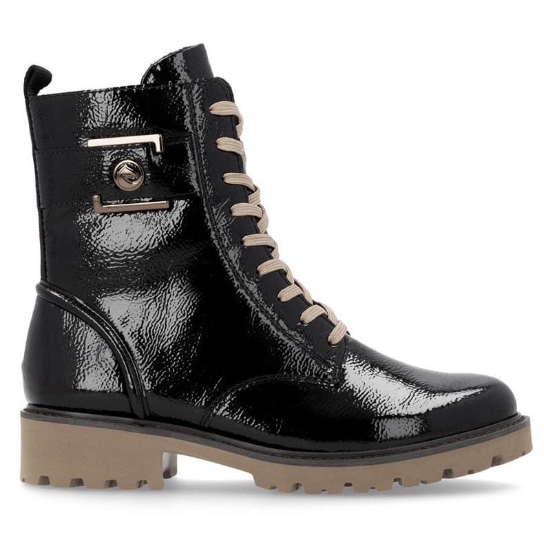Schwarze Damenstiefel aus Lackleder Remonte D8663-00