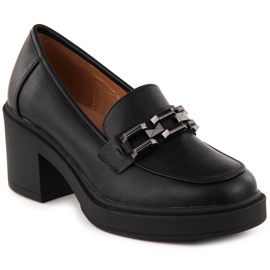 Schwarze Vinceza-Damenschuhe mit hohen Absätzen und Kette