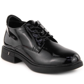 Damen-Stiefeletten aus schwarzem Lackleder Vinceza 58413