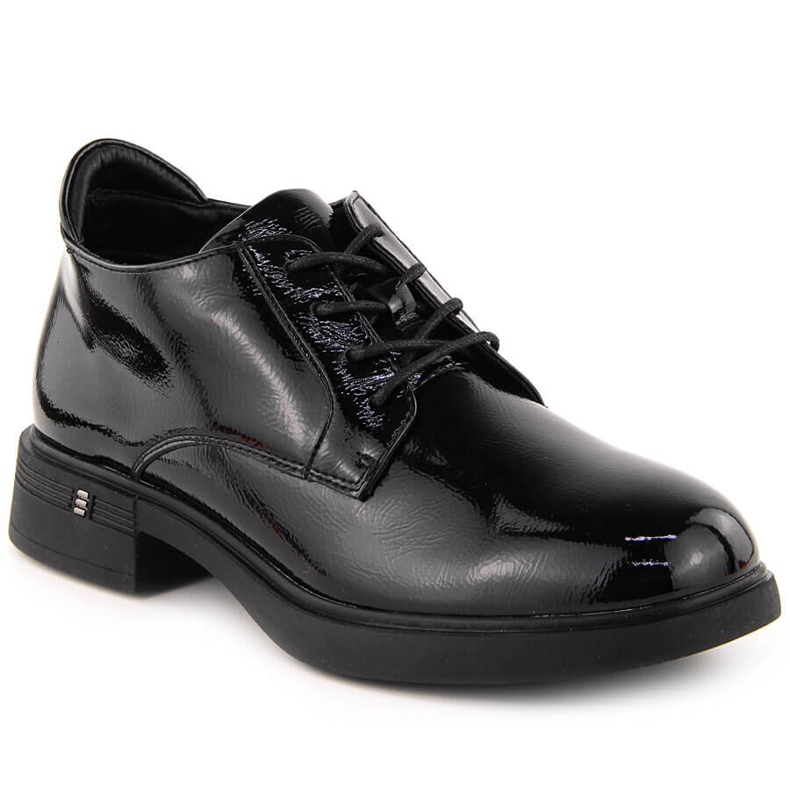 Damen-Stiefeletten aus schwarzem Lackleder Vinceza 58413