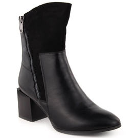 Isolierte Damenstiefel mit hohen Absätzen, schwarz Jezzi ASA217-9