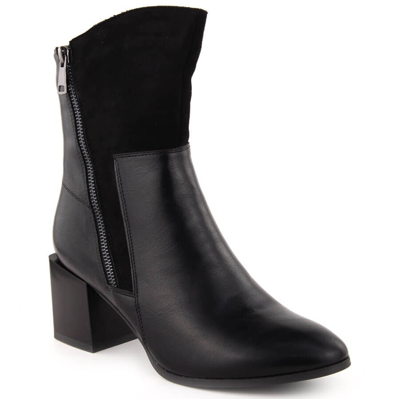 Isolierte Damenstiefel mit hohen Absätzen, schwarz Jezzi ASA217-9