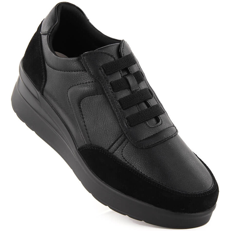Damen-Sneaker aus Leder mit Keilabsatz, schwarz Sergio Leone PB236-S