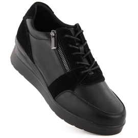 Damen-Sneaker aus Leder mit Keilabsatz, schwarz Sergio Leone PB236-S