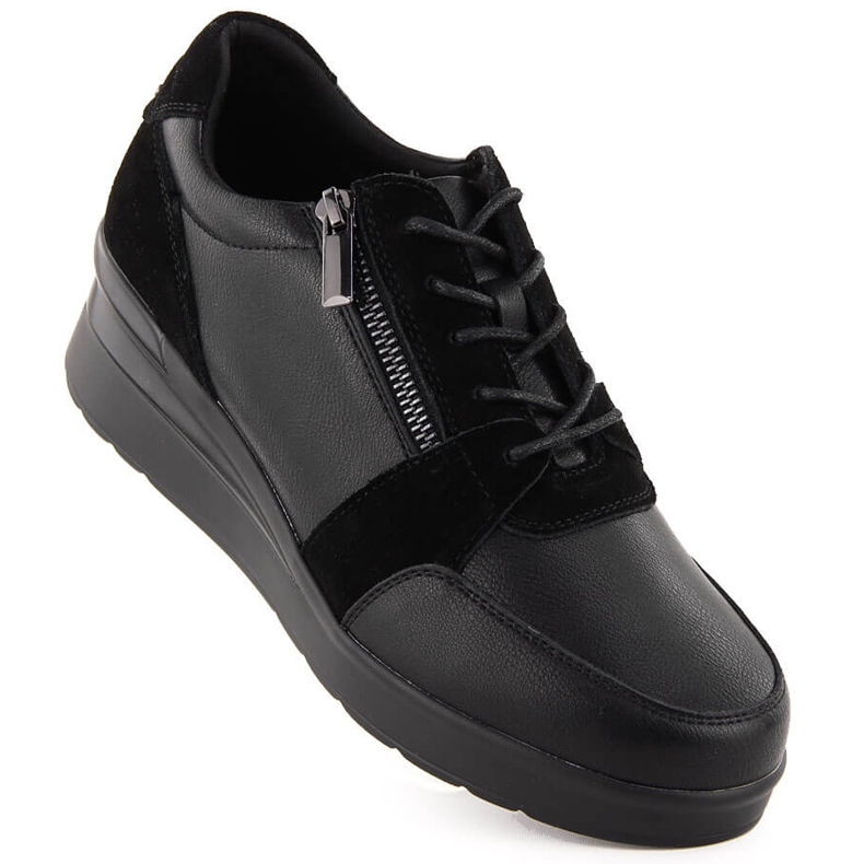 Damen-Sneaker aus Leder mit Keilabsatz, schwarz Sergio Leone PB236-S