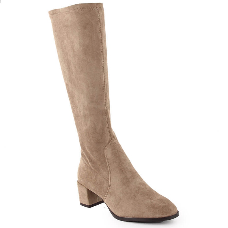Damen-Wildlederstiefel mit hohen Absätzen, beige Sergio Leone KZ205