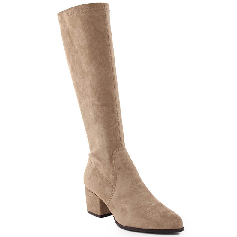 Damen-Wildlederstiefel mit hohen Absätzen, beige Sergio Leone KZ212