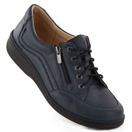 Bequeme Damen-Lederschuhe, marineblau Helios 411