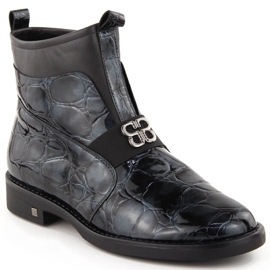 Damen-Stiefeletten aus Lackleder, schwarz, Potocki 12544