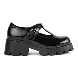 Schwarze Lackschuhe für Damen mit Plateau