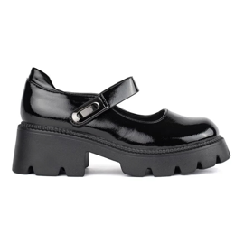 Damen-Plateauschuhe aus schwarzem Lackleder