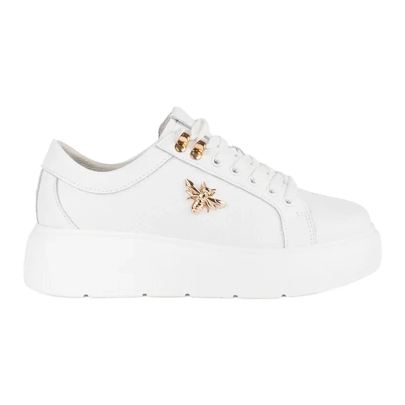 Weiße Plateau-Sneaker aus Leder