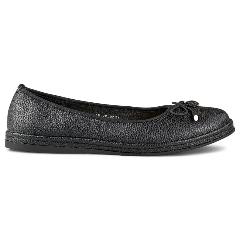 Schwarze Damen-Ballerinas mit Lederdecksohle, bequeme Damenschuhe