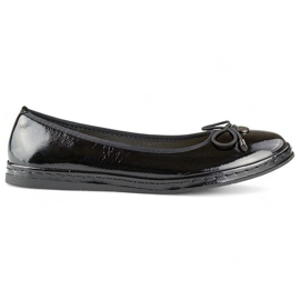 Schwarze Damen-Ballerinas aus Lackleder mit Lederinnensohle, bequeme Damenschuhe