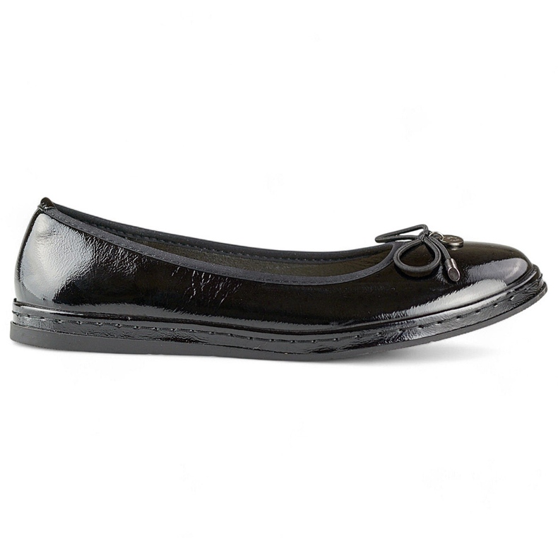 Schwarze Damen-Ballerinas aus Lackleder mit Lederinnensohle, bequeme Damenschuhe