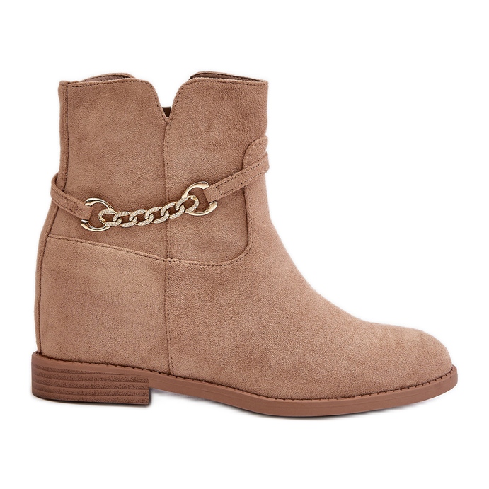 Damen-Stiefeletten mit verstecktem Keilabsatz aus Öko-Wildleder, Beige Ofcorna