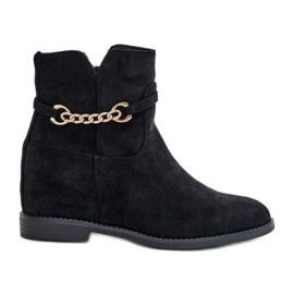 Damen-Stiefeletten mit verstecktem Keilabsatz aus Öko-Wildleder, Schwarz Ofcorna