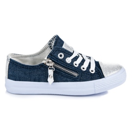 Sport Denim-Turnschuhe auf der Plattform blau