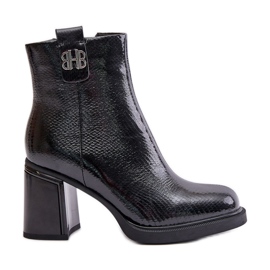 Damen-Schlangenstiefel mit hohem Absatz, Naturleder, Schwarz, Vinceza 66670