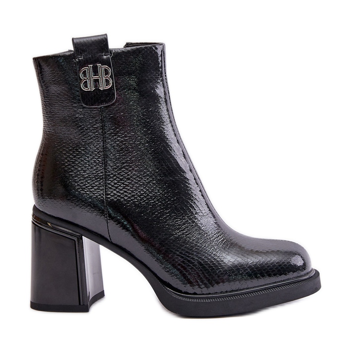 Damen-Schlangenstiefel mit hohem Absatz, Naturleder, Schwarz, Vinceza 66670