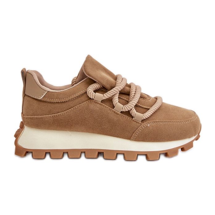 Sportschuhe Sneakers auf Plateausohle aus Öko-Wildleder, braun Riadella beige