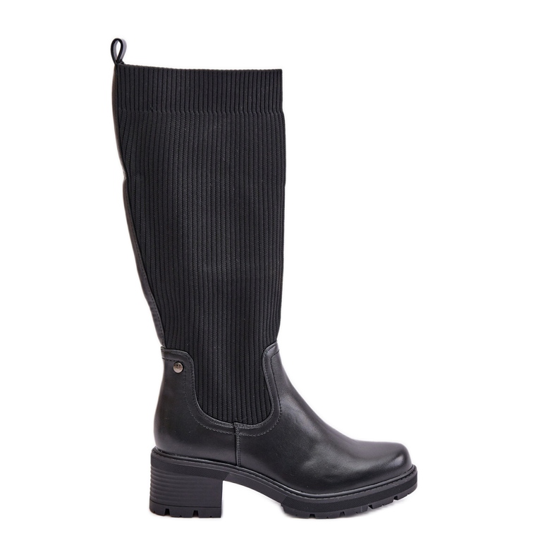 Schwarze Vaimi-Slip-On-Stiefel mit elastischem Obermaterial