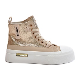 Hohe Plateau-Sneaker für Damen in Beige und Gold Averira