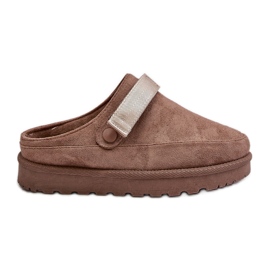 Pelzgefütterte Flip-Flops für Damen auf der Plattform, Brown Azida beige