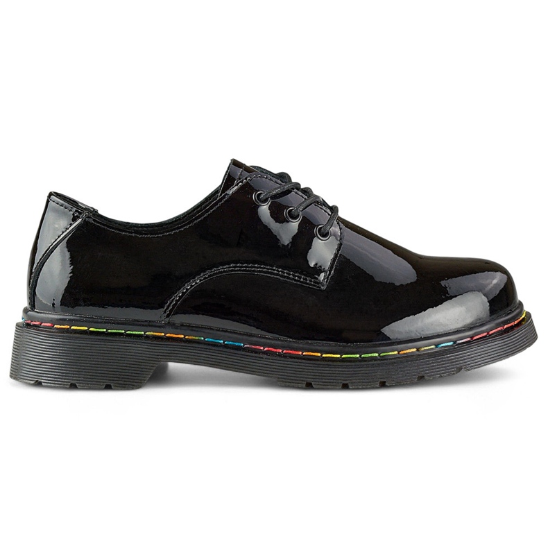 Damen-Oxfords aus schwarzem Lackleder, Naturleder