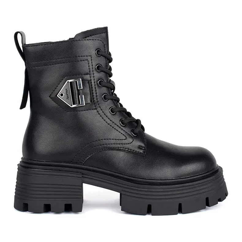 Schwarze Lederstiefel mit dicker Sohle