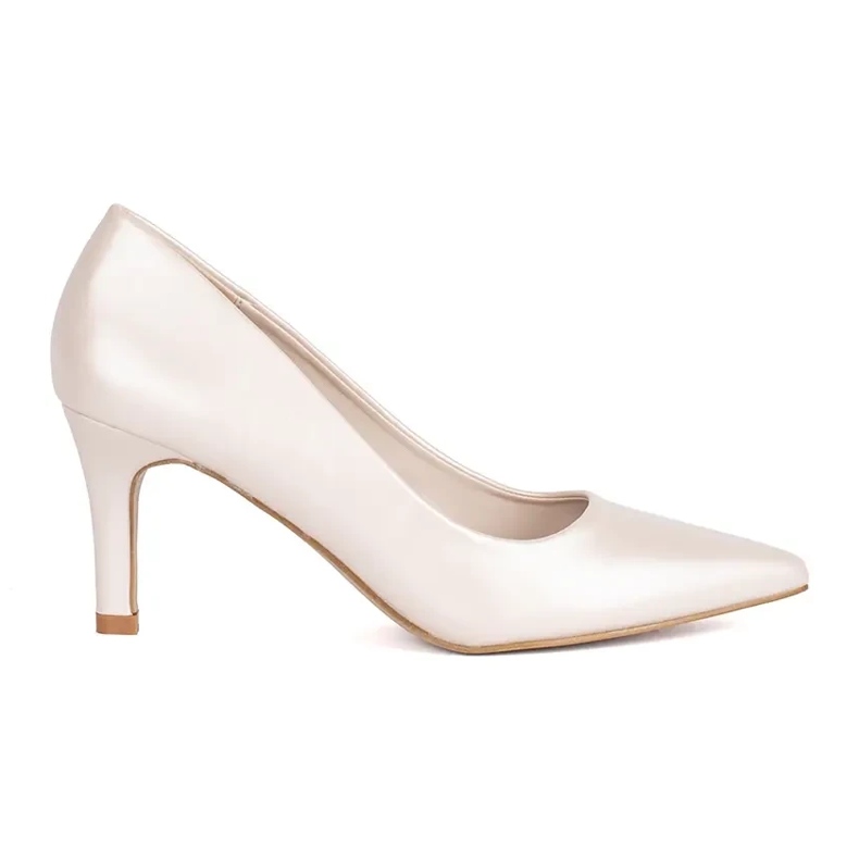 Klassische, elegante Perlen-Stiletto-Pumps beige