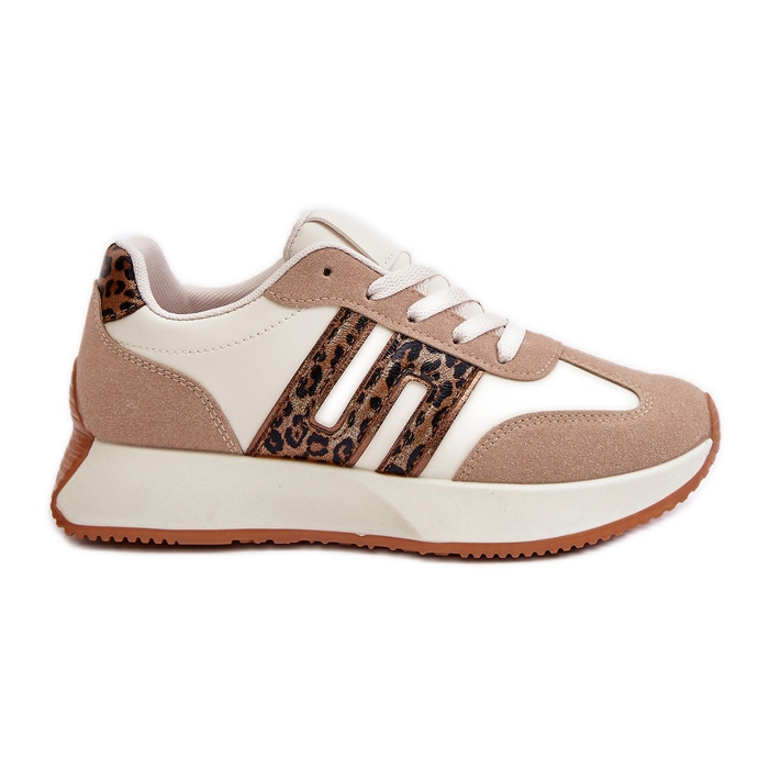 Leoparden-Sneaker für Damen, Sportschuhe auf der Plattform, Beige Thari
