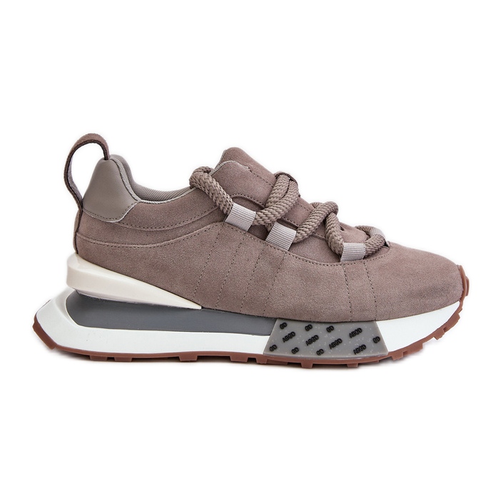 Damen-Sneakers aus Wildleder auf der Plattform mit dicker Schnürung Artiker 54C1463 Grau