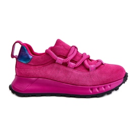 Damen-Sneakers aus Wildleder mit dicker Schnürung Artiker 54C1461 Fuchsia rosa