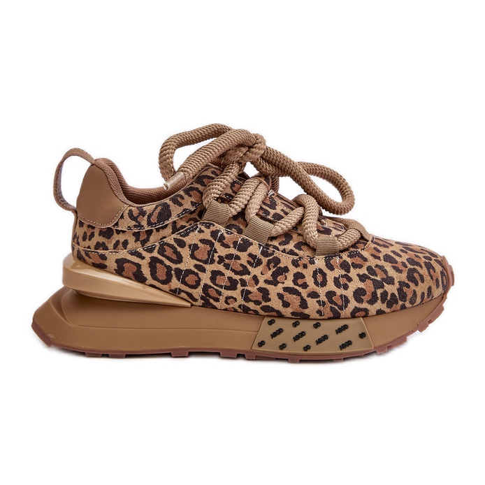 Damen-Sneakers aus Wildleder auf der Plattform mit dicker Schnürung Leopard Artiker 55C0135 Braun