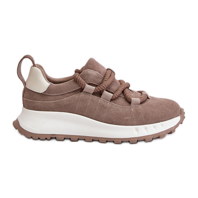 Damen-Sneaker aus Wildleder mit dicker Schnürung Artiker 54C1409 Beige