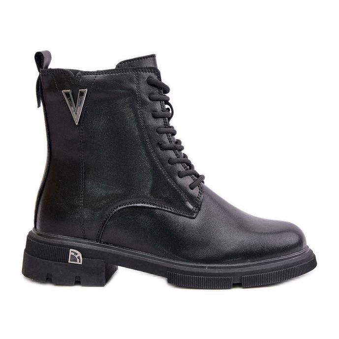 Isolierte Damen-Arbeiterstiefel aus Naturleder Vinceza 7920 Schwarz