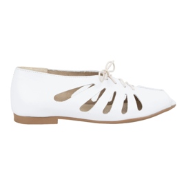 Exquisite Durchbrochene Damen-Ballerinas aus Leder 1444EX Weiß