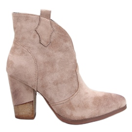 Sonett Khaki-Cowboystiefel mit hohem Absatz beige