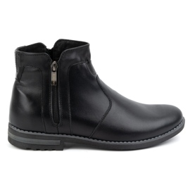 KOMODO Herren-Winterstiefel aus Leder, isolierte Chelsea-Stiefel 887K, schwarz